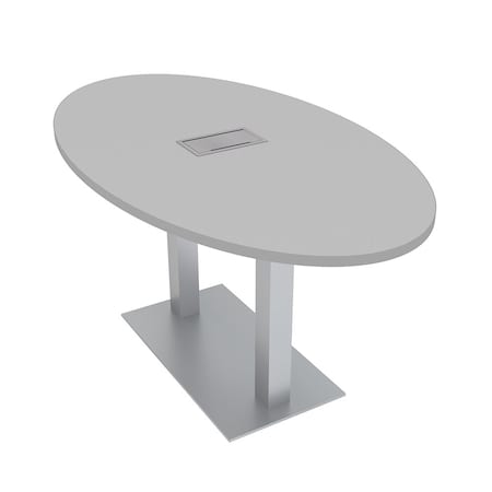 Skutchi Designs 33.5 in W, 59.5 in L, 29 in H, Engineered Wood Top, Grey HAR-OVL-34x60-DOU-ELEC-XD01